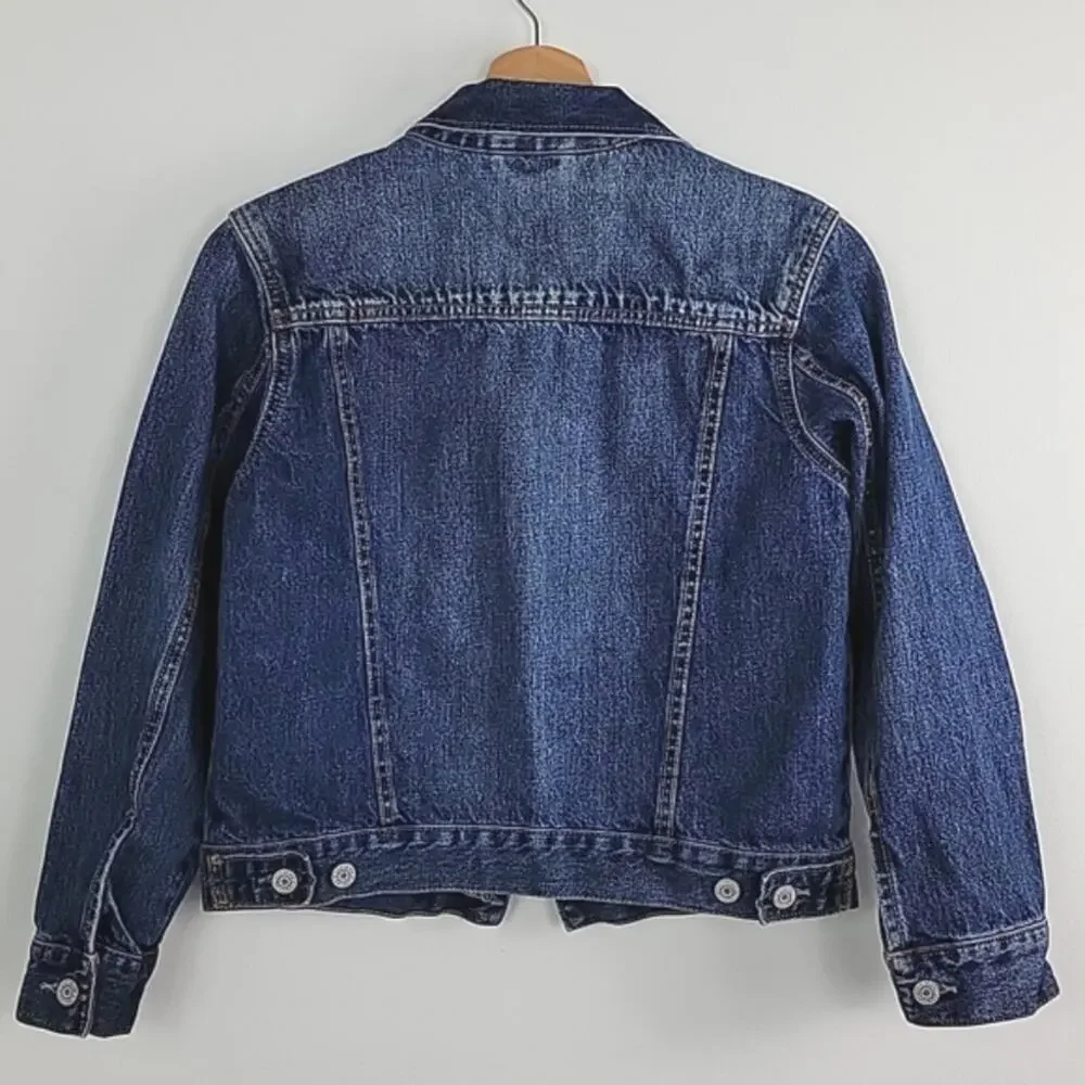 Gap Denim Kids Blue Distressed Jean‎ Button-Up Jacket Size Large (10-11)